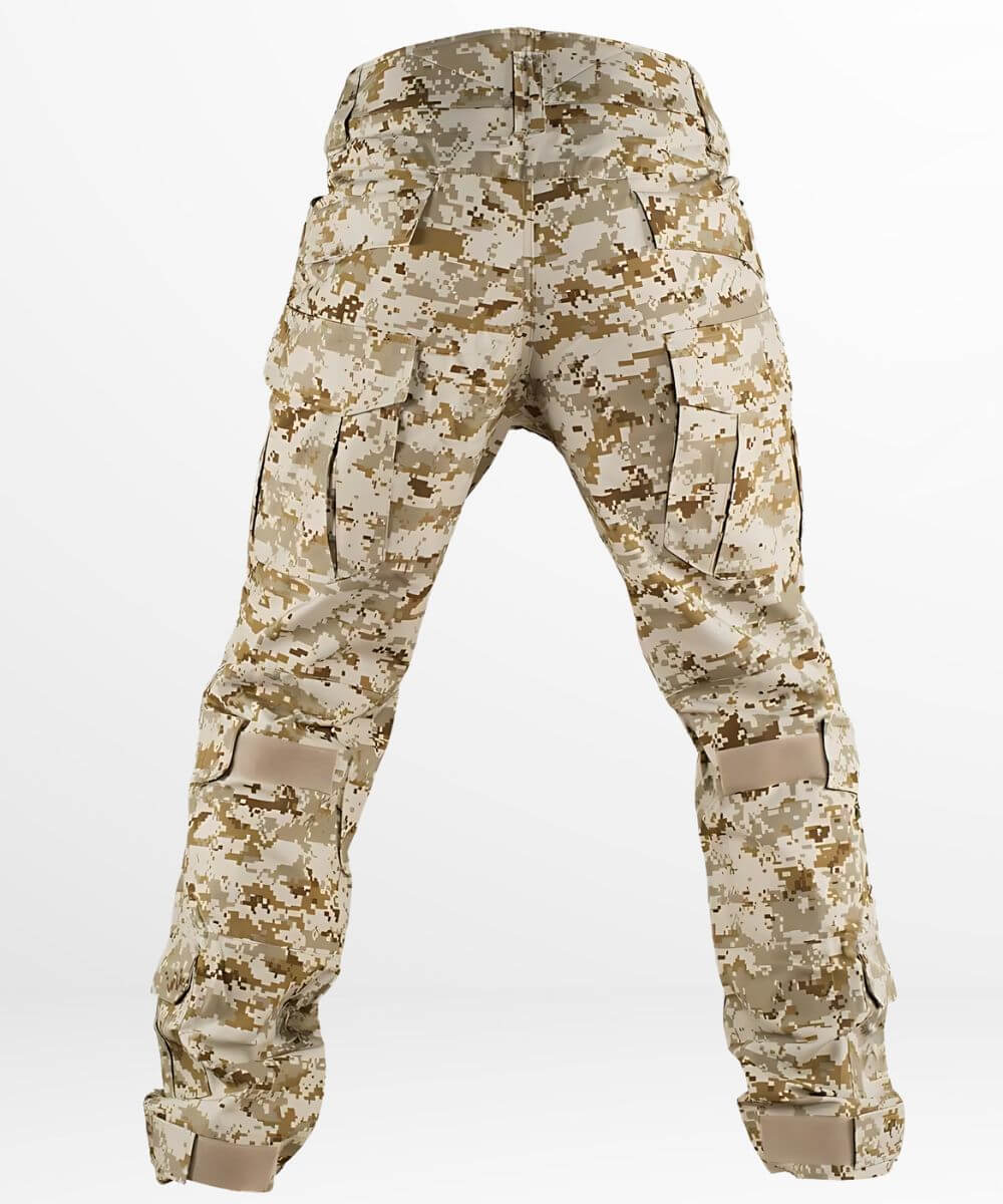 Back view of Army digital camo pants showcasing the seat and pocket layout.