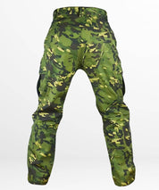 Back view of men's cargo hunting camo pants showing rear pockets and camo pattern.
