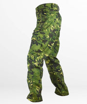 Side view of men's hunting camo cargo pants highlighting the side pockets and fit.