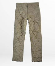 Insulated khaki quilted snow pants for men, offering warmth and comfort in cold weather conditions.