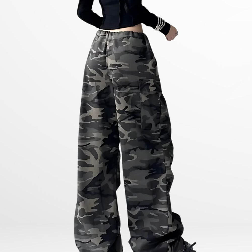 Streetwear style Plus-Size Camouflage Pants For Women, perfect for a modern outfit.