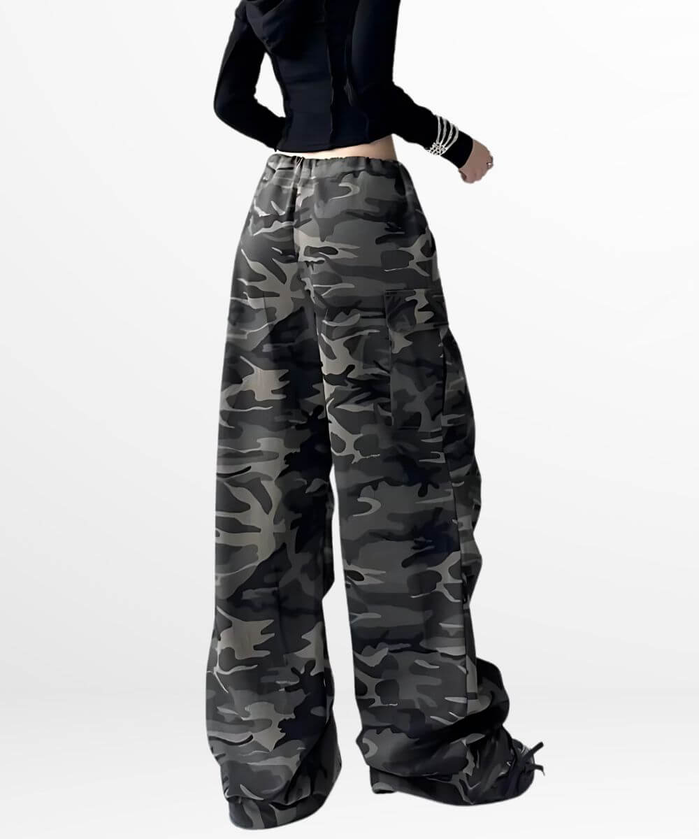 Streetwear style Plus-Size Camouflage Pants For Women, perfect for a modern outfit.